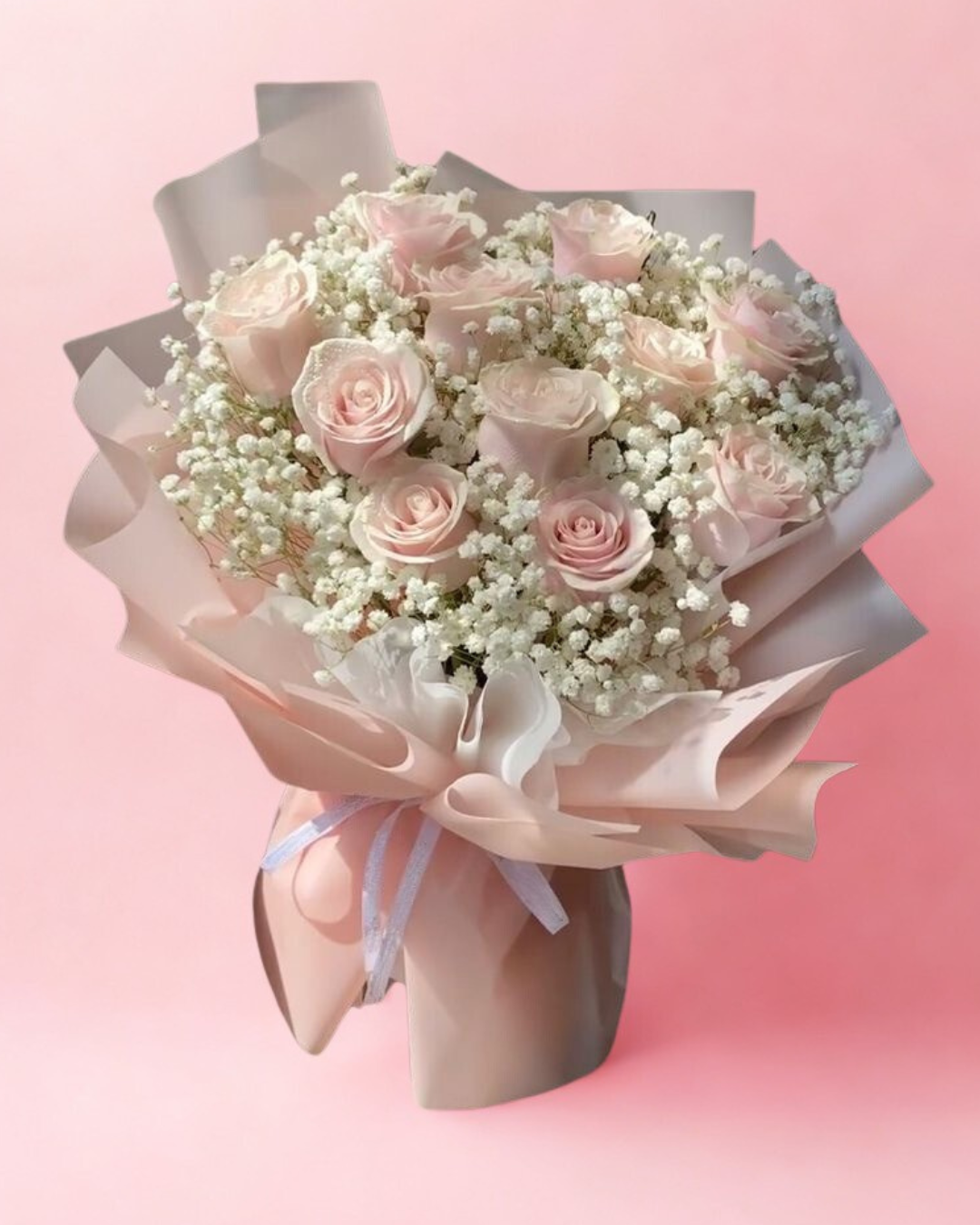 Light pink and Babys Breath
