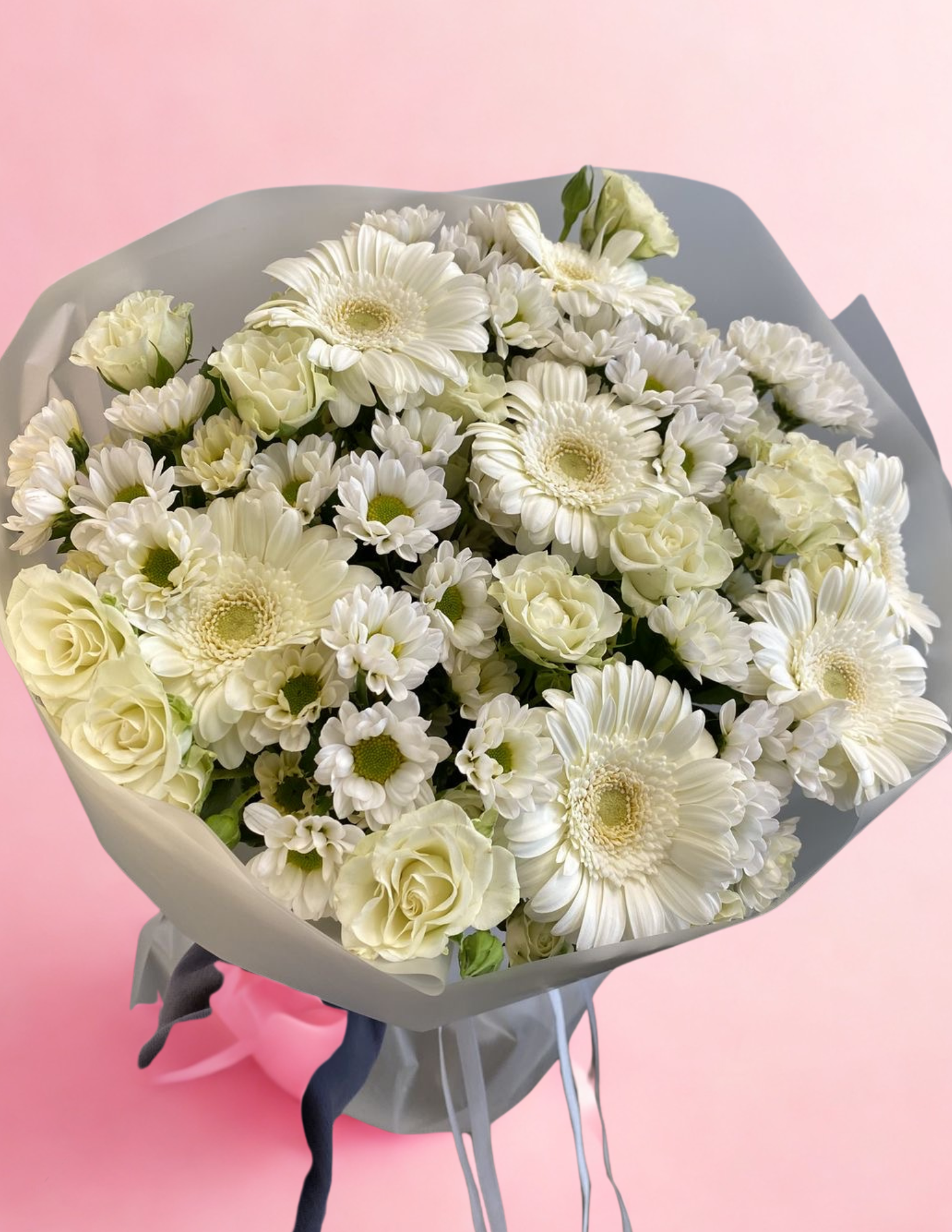 White Wrapped Bundle Bouquet