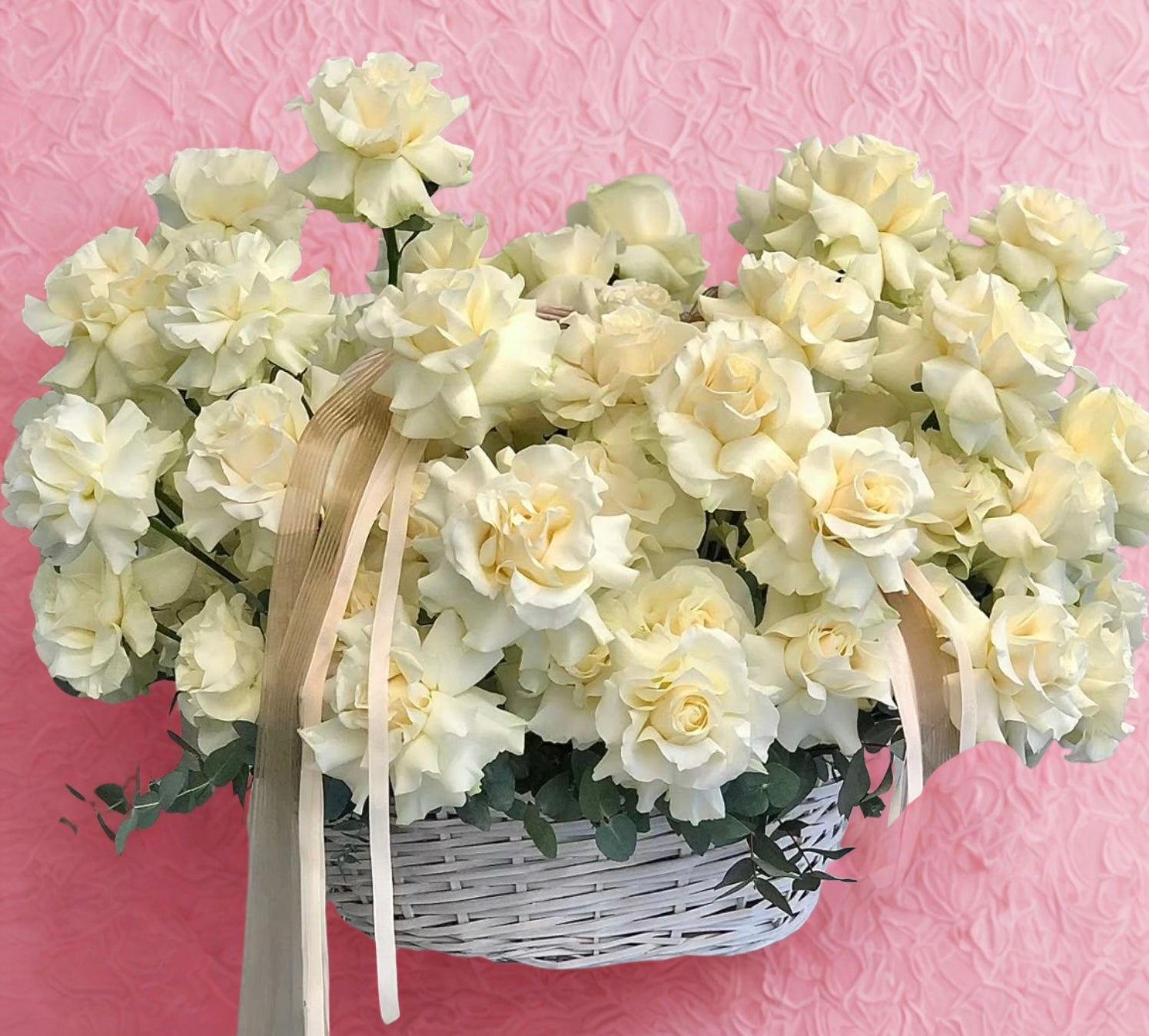 White Roses Basket